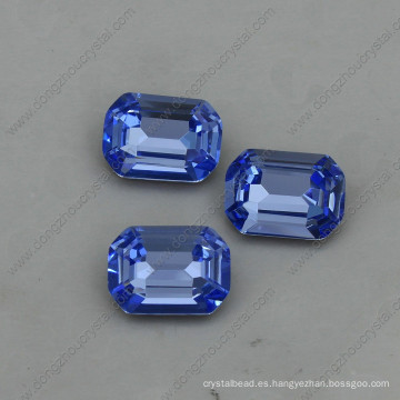 Fancy Blue Glass Stone Point Foiling Back Crystal Gem Octagon